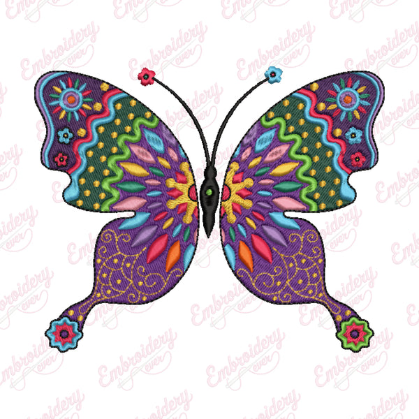 Colorful Butterfly Machine Embroidery Design