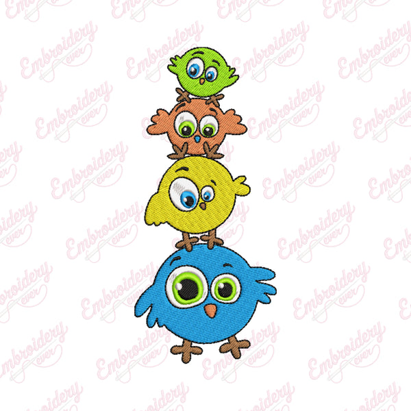 Funny Birds Embroidery Design