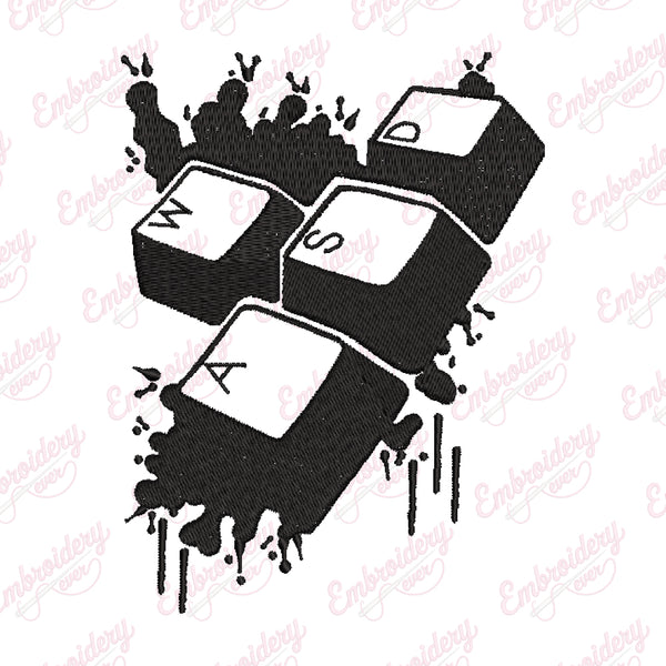 Gamer Keyboard Embroidery Design