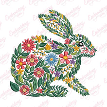 Tropical Leaves And Flowers Rabbit Embroidery Design