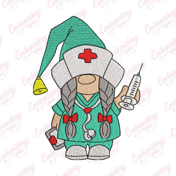Gnome Nurse Embroidery Design