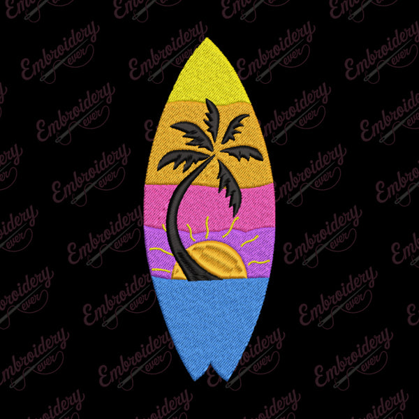 Retro Surfboard Embroidery Design