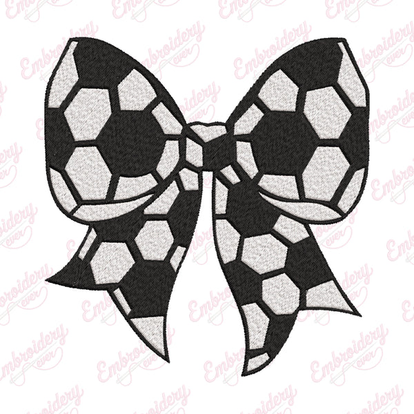 Soccer Ball Bow Embroidery Design