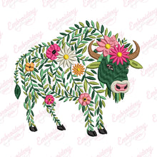 Beautiful Floral Buffalo Embroidery Design