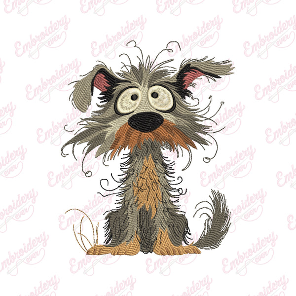 Crazy Dog Embroidery Design