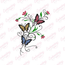 Butterfly With Flower Embroidery Design