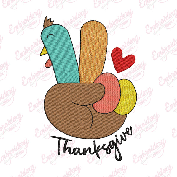 Peaceful Thanksgiving Turkey Embroidery Design