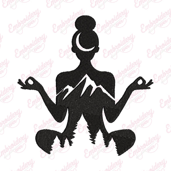 Lotus Yoga Embroidery Design