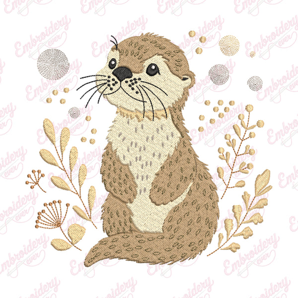 Sea Otter Embroidery Design