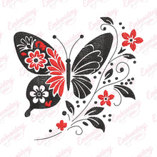 Butterfly With Floral Elements Embroidery Design
