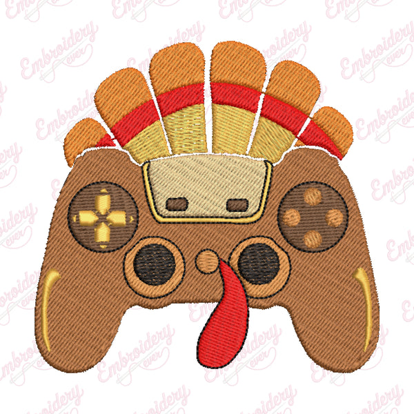 Thanksgiving Turkey Game Controller Embroidery Design