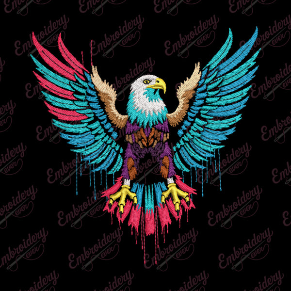 Colorful Flying Eagle Embroidery Design