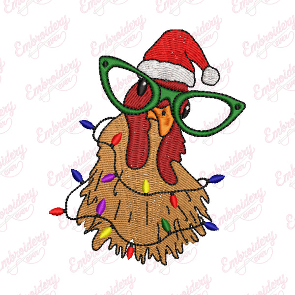Christmas Chicken Embroidery Design