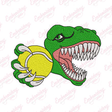 Funny Dinosaur T-Rex Raptor Tennis Player Embroidery Design