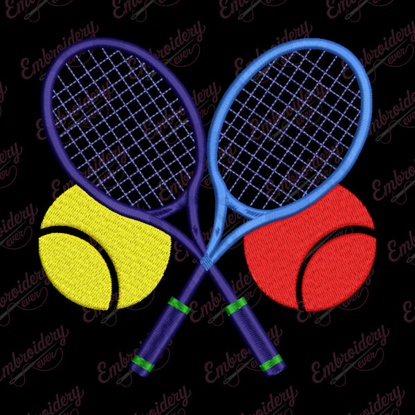 Tennis Rackets Embroidery Design