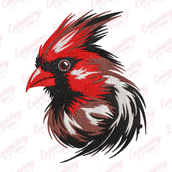 Red Cardinal Bird Embroidery Design Nature Inspired Stitch Art