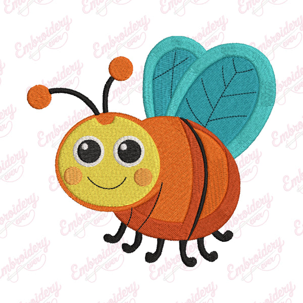 Funny Honey Bee Embroidery Design