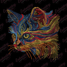 Colorful Cat LinArt Embroidery Design