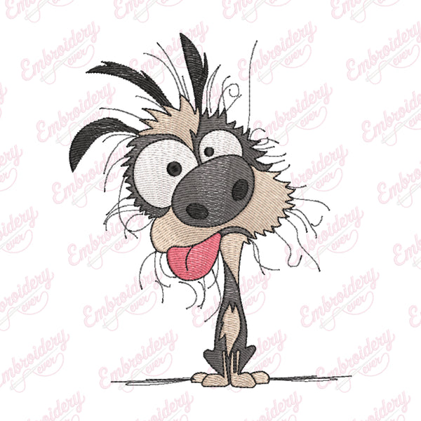 Funny Crazy Dog Embroidery Design