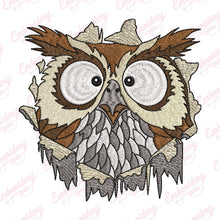 Owl Bird Cracked Wall Embroidery Design