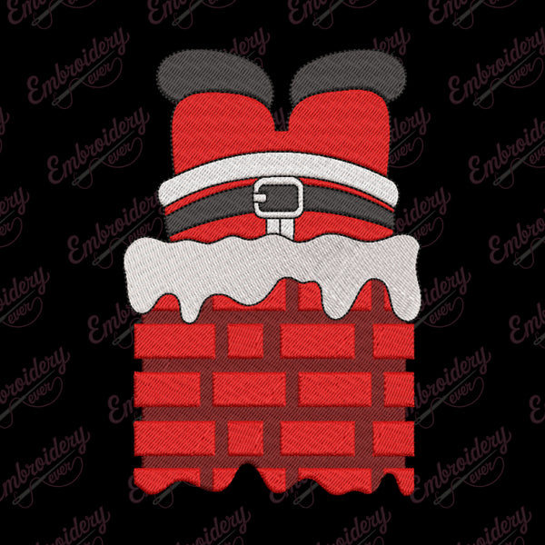 Christmas Santa In Chimney Embroidery Design