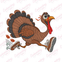 Running Thanksgiving Turkey Embroidery Design