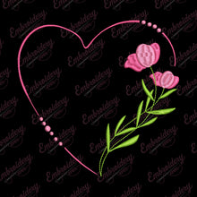 Love Heart Floral Embroidery Design