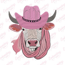 Pink Cow and Cowboy Hat Embroidery Design