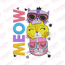 Funny Cats Meow Embroidery Design
