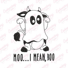 Moo I Mean Boo Halloween Ghost Cow Embroidery Design
