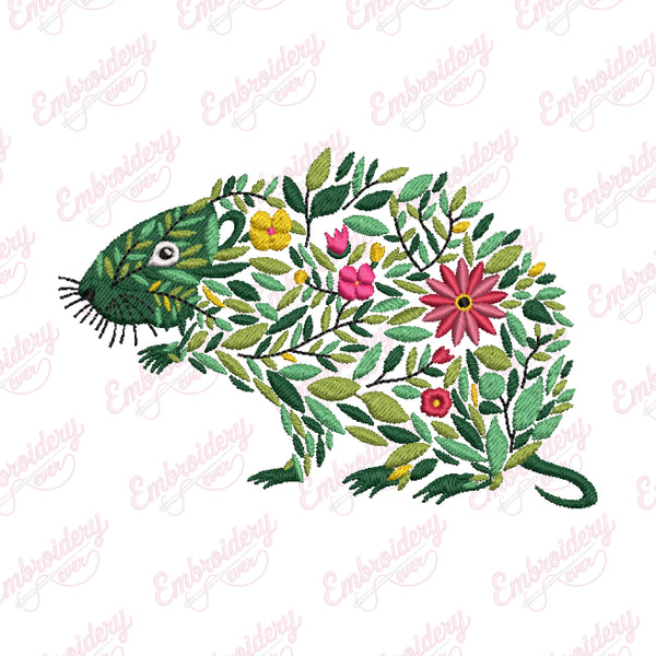 Colorful Botanical Gopher Embroidery Design