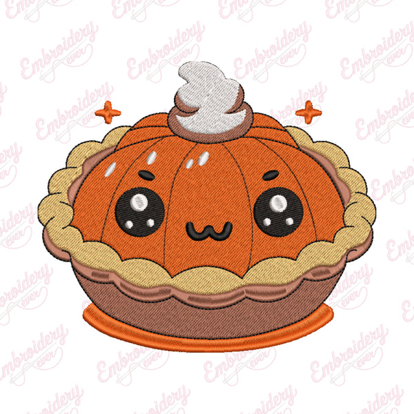 Kawaii Pumpkin Pie Halloween Embroidery Design