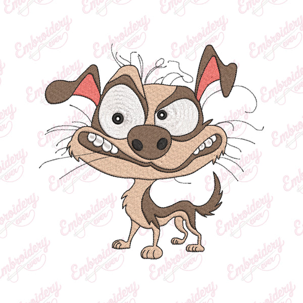 Crazy Dog Embroidery Design