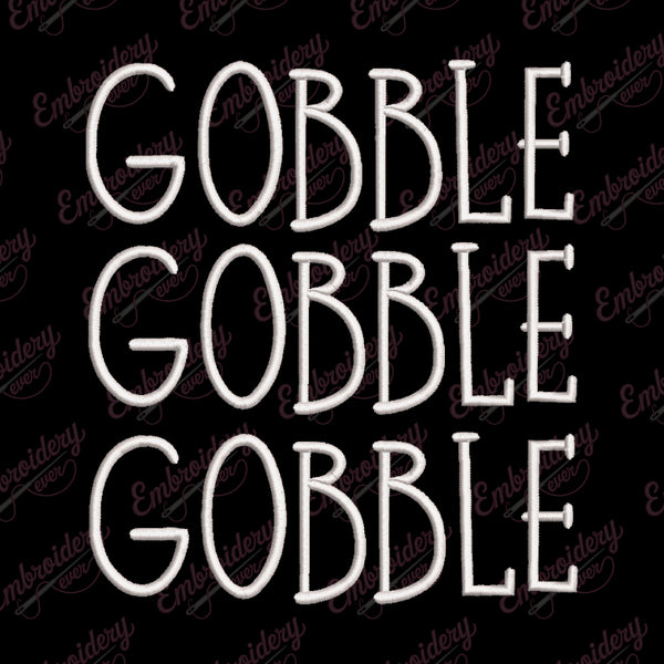 Gobble Gobble Thanksgiving Embroidery Design