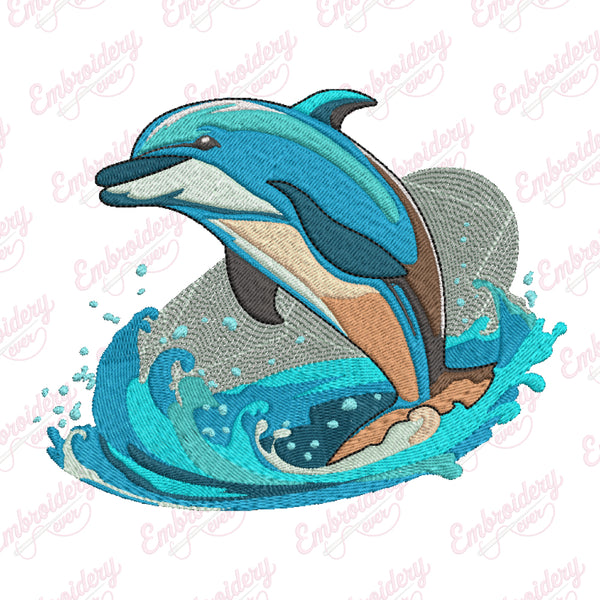 Cartoon Sea Dolphin Embroidery Fun and Easy Stitch Design