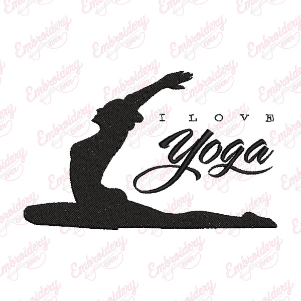I Love Yoga Embroidery Design