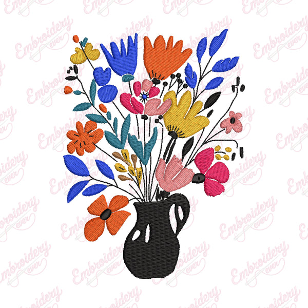 Diamond Dotz Decor Blue Vase Embroidery Design