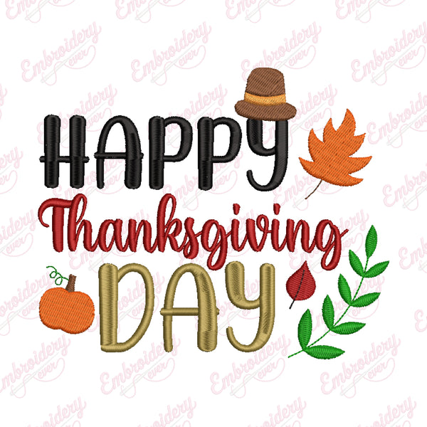 Happy Thanksgiving Day Embroidery File