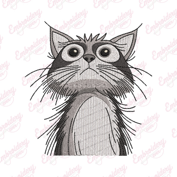 Cat Looking Upwards Embroidery Design