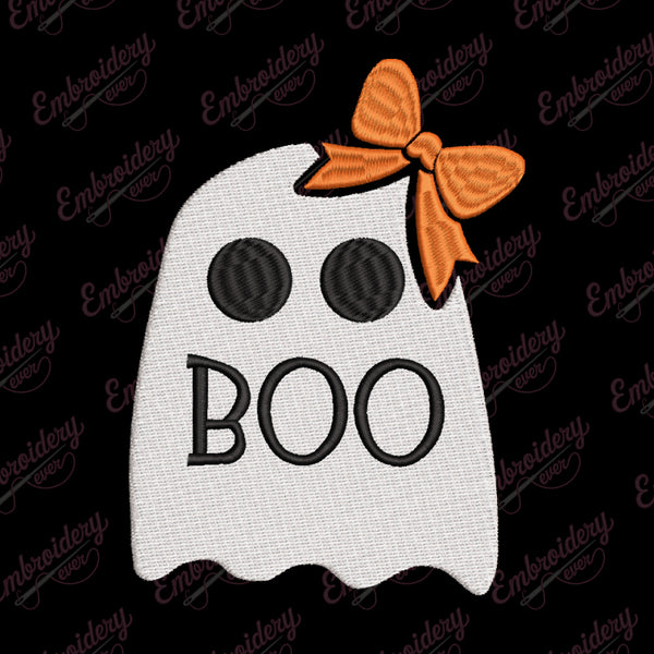 Halloween Boo Ghost Girl Embroidery Design