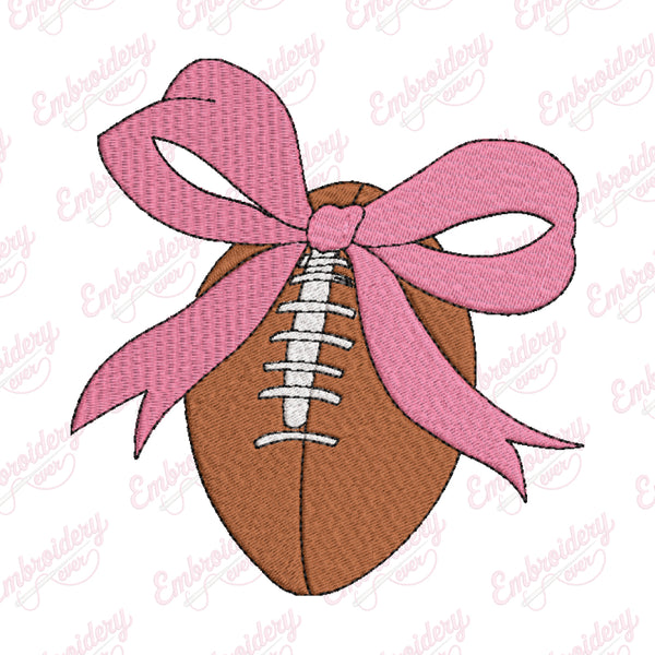 Bow American Football Embroidery Design