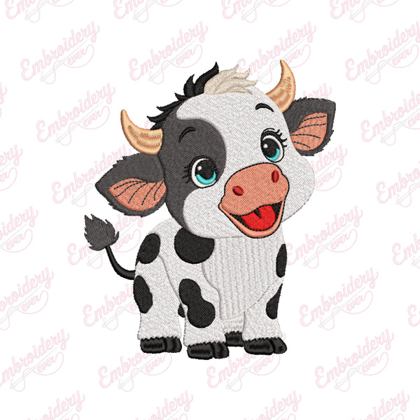 Cute Baby Cow Machine Embroidery Design
