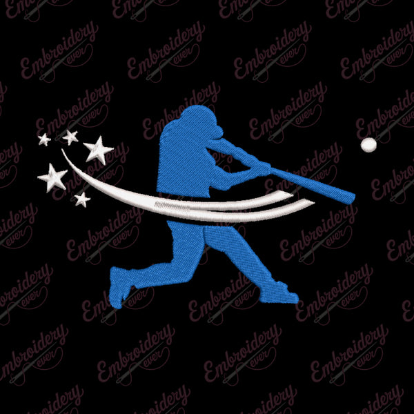 Baseball Batting Embroidery Design