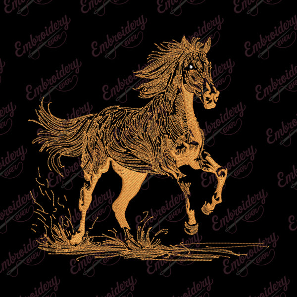 Running Horse LinArt Embroidery Design