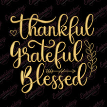 Thankful Grateful Blessed Thanksgiving Embroidery Design