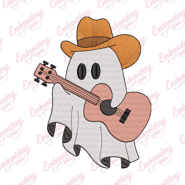 Halloween Ghost Cowboy With Guitar Embroidery Design