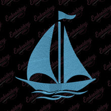 Blue Sailing Boat Embroidery Design