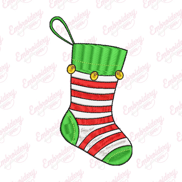 Hanging Christmas Stocking Embroidery Design