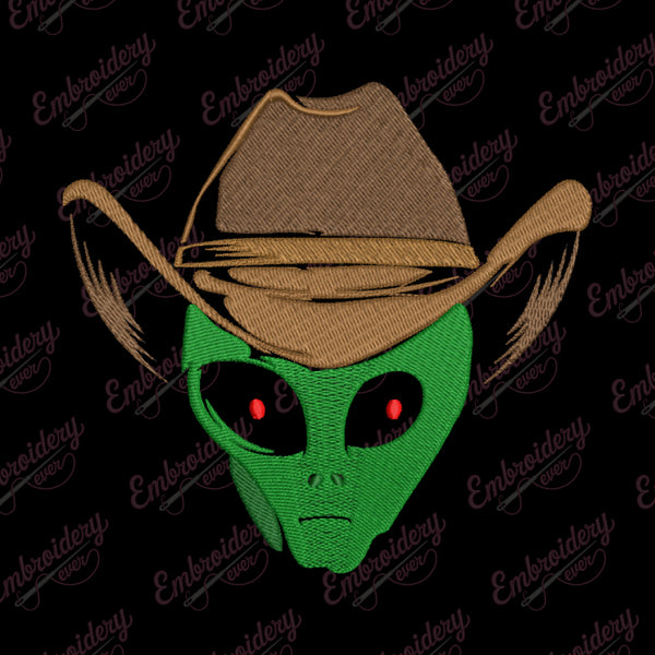 Cowboy Alien Halloween Embroidery Design