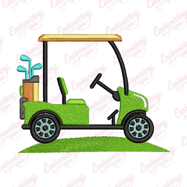 Golf Cart Machine Embroidery Design